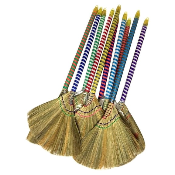 Authentic Asian Broom Set of 3 Packs - Premium Vietnamese Straw Broom, 40" Length