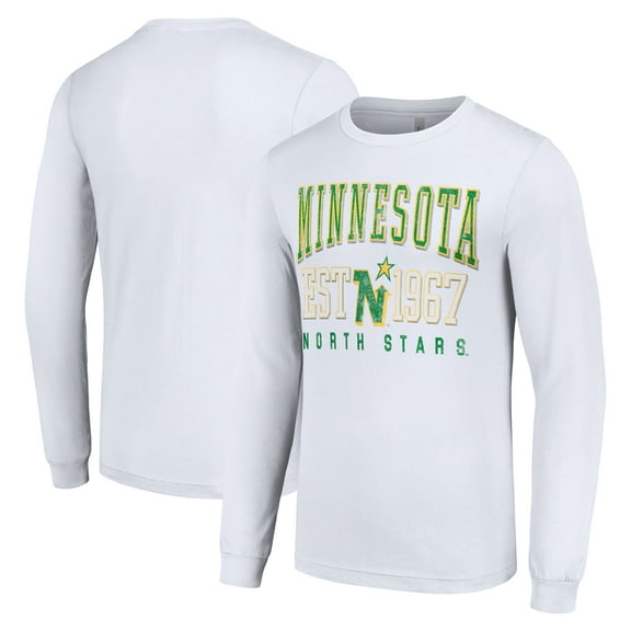 Men's Starter White Minnesota North Stars Retro Graphic Long Sleeve Crew T-Shirt