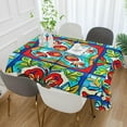 thumbnail image 5 of Mexican Tile Rectangle Tablecloth Waterproof Polyester Table Clothative Stain Resistant & Wrinkle Resistant Washable Table Cover for Dining Table/Party/Camping 60x90 Inch Decor Gift, 5 of 7