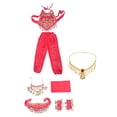 thumbnail image 3 of Conjunto De Trajes De Danza Del Vientre Para Niños Conjunto De Traje De Pantalones Con Top Halter Para Danza Del Vientre Para Niños Rojo, 3 of 8