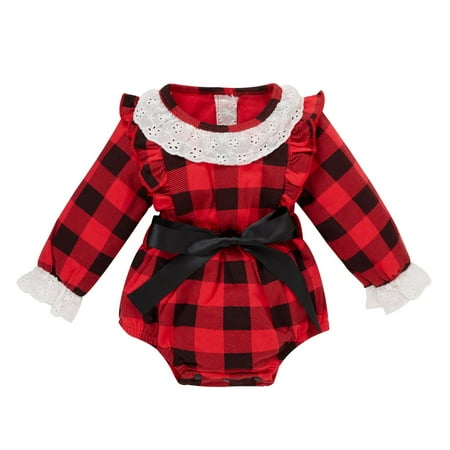 

Toddler Girls Bodysuits Bowknot Long Sleeve Plaid Printed Pullover Daily Kids Children Clothes Cartoon Trendy Soft Cute Outwear Streetwear Spring Summer Rompers Jumpsuits