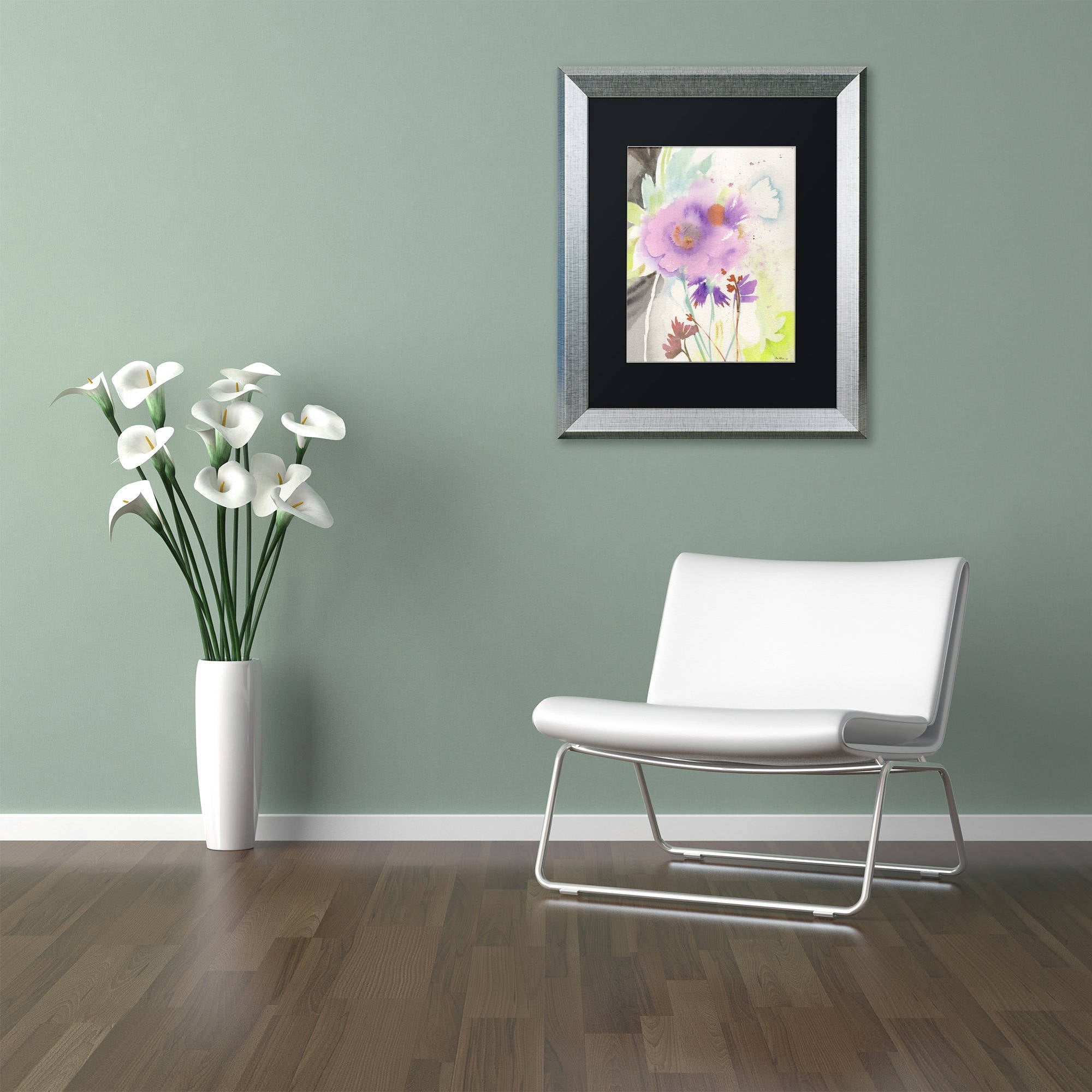 Trademark Fine Art "Mauve Garden Shadows" Canvas Art by Sheila Golden, Black Matte, Silver Frame