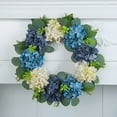 thumbnail image 3 of Spring Summer Wreath Blue and White Hydrangea Artificial Wreath Deadwood Simulation Flower Rattan Wreath for Front Door Outdoor Indoor Wall Window Hanging Home Decor, 3 of 12