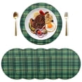 thumbnail image 5 of Ryvnso Grid Dark Green Lattice Round Plate Mats Dining Table Placemat Set of 4 for Holiday Decoration, 5 of 7