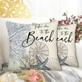 thumbnail image 4 of Take Me to The Beach Summer Throw Pillow Covers 18x18 Set of 2 Nautical Coastal Beach Themed Ocean Seashell Coral Starfish Linen Decorative Outdoor Cushion Case for Bedroom Living Room, 4 of 5