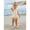 thumbnail image 6 of BemeyourBBs Newborn Baby Girls Summer Clothes Cute Infant Baby Girl 2 Piece Outfits Adorable Solid Color Flying Short Sleeve Button Down Ruffle Tank Tops and Shorts Set, 6 of 9