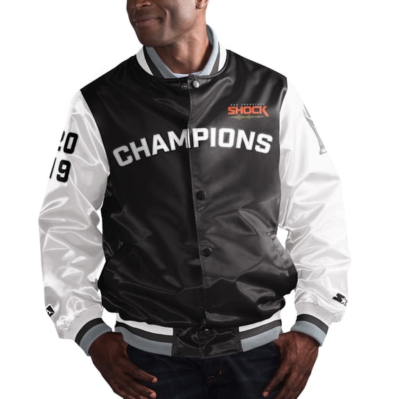 San Francisco Shock Starter 2019 Overwatch League Grand Finals Champions Varsity Satin Full-Snap Jacket - Black/White