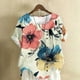 thumbnail image 2 of Vestidos Casuales Para Mujer, Blusas De Mujer De Moda Blusa tipo túnica informal de lino con estampado de peces y botones de manga corta para mujer, 2 of 4