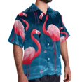 thumbnail image 2 of Flamingo Tropical Rainforest Men's Short Sleeve Casual Printed Button Down Beach Shirt - Summer Unisex Top, 2 of 6
