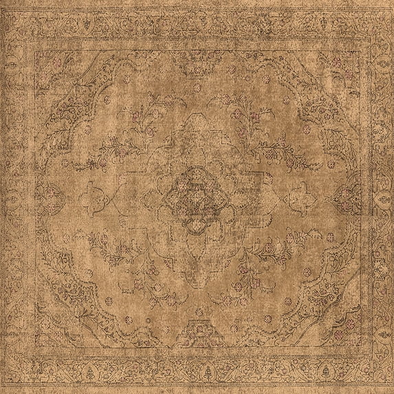 Ahgly Company Indoor Square Oriental Brown Industrial Area Rugs, 5' Square