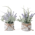 thumbnail image 1 of Plantas falsas, paquete de 2 plantas artificiales de lavanda en maceta, decoración para comedor, baño, sala de estar, 1 of 4