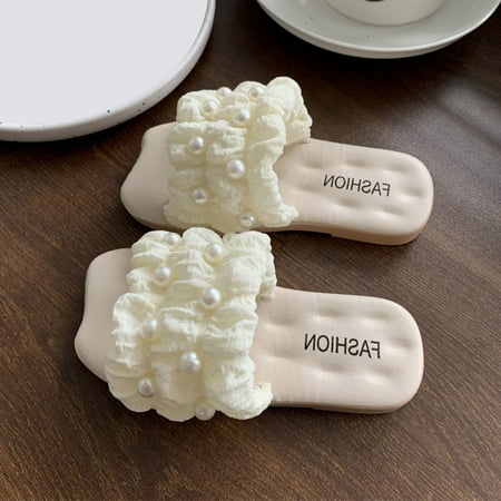 

TOWED22 Toddler Sandals Girls Women Slippers Princess Fairy Style Soft Bottom Soft Bottom Outer Wear Matching Baby Sandals Girl White