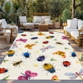thumbnail image 2 of Cute Butterfly Dragonfly Outdoor Rug for Patio/Deck/Porch, Non-Slip Large Area Rug 4 x 6 Ft, Farmhouse Botanical Floral Beige Indoor Outdoor Rugs Washable Area Rugs, Camping Rug Carpet Runner, 2 of 8