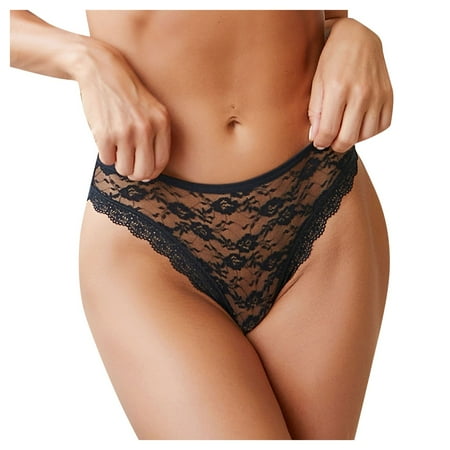 

Rovga Women S Lingerie Female Lace Panties Black Comfortable Thongs 1 Pcs