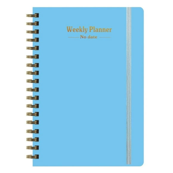 Hot A5 Notebook Gold Stamping Cover F - Weekly Planner Undated Weekly Schedule Planner Regolden Book to Do List Notebook Calendars Organizers Habit Journal for Man & Women Binding Pocket Pen Loop