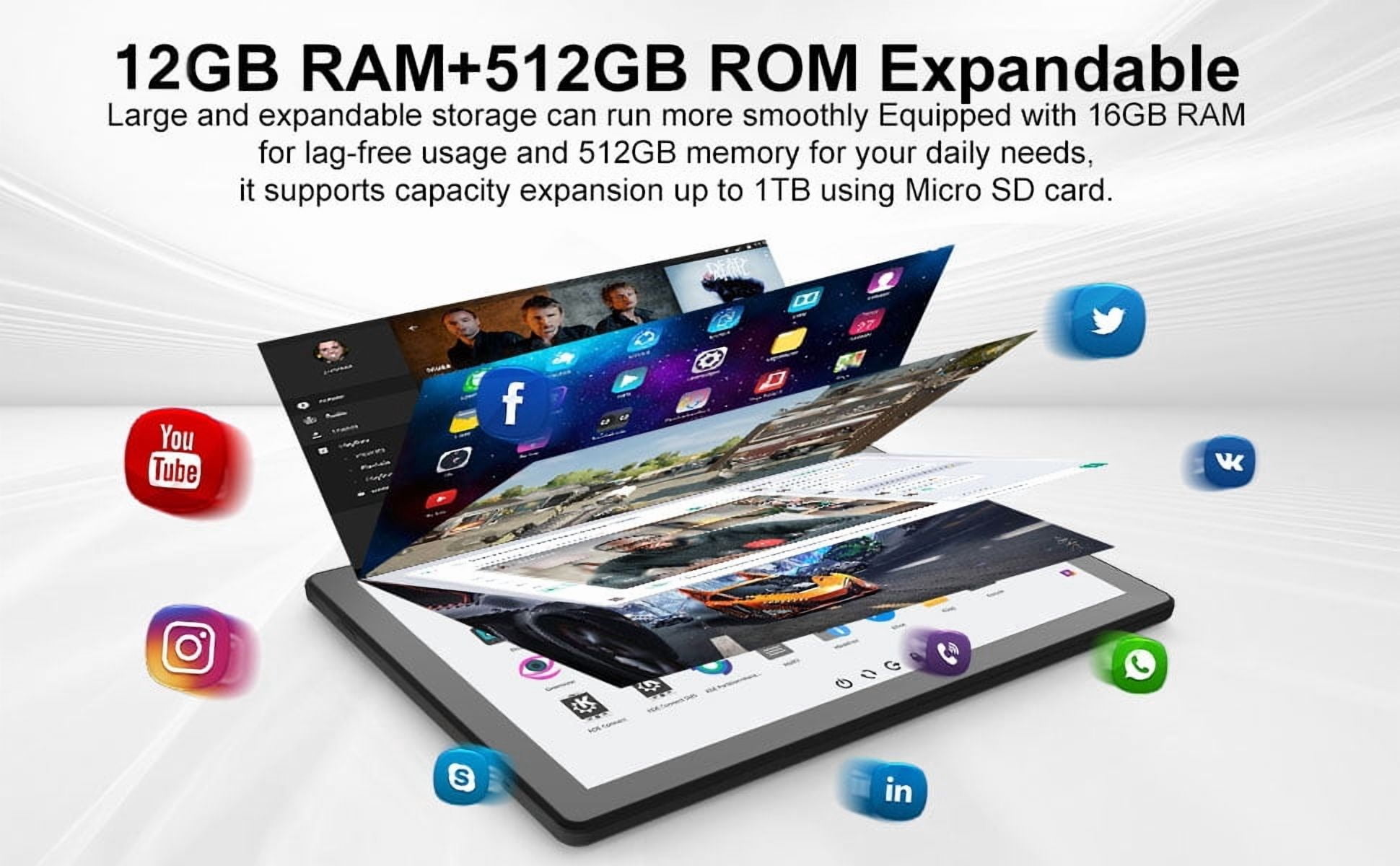 CRELANDER Android Tablet 10.1 Inch with SIM Card Slot 4G LTE Calling,12GB+512GB, 8000mAh Battery, Dual Camera,Bluetooth/WiFi, Bundle with Keyboard, Case,Mouse & Stylus (Grey Black)
