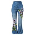 thumbnail image 2 of Gibobby Jeans pantalones de mujer Pantalones de mujer con estampado de pantalones vaqueros sueltos con dobladillo Pantalones acampanados elásticos(Morado,XL), 2 of 5