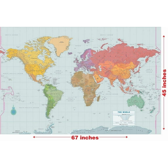 Laminated World Wall Map (67'' W X 45'' H) (Other)