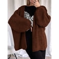 thumbnail image 6 of Women'S Oversized Cardigan Sweaters Fall Long Lantern Sleeve Knit Open Front Sweater Dark Brown M, 6 of 8