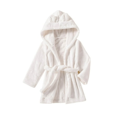 

Meresysid Kid s Flannel Baby New Bathrobe Leisure Wear White