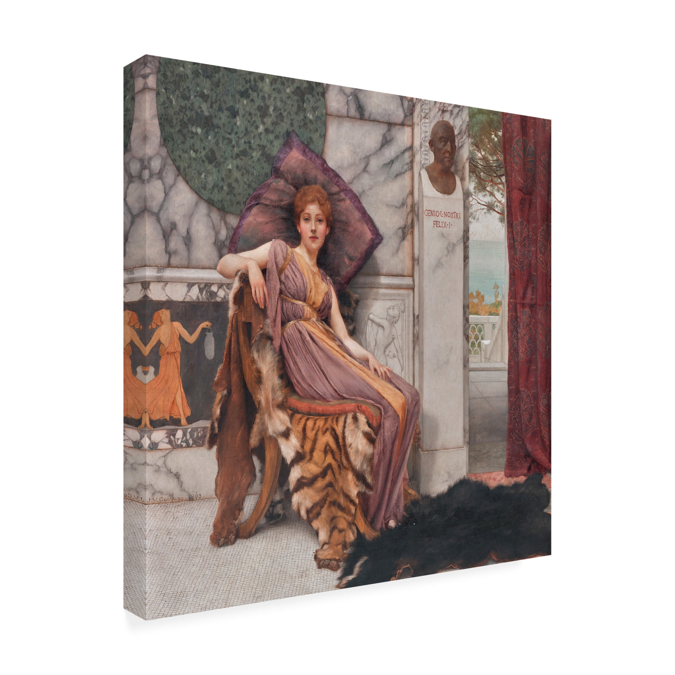 Canvas Wall Art - Masters Collection 'Sweet Idleness II John William Godward' Wall Art for Living Room, Bedroom, or Office Décor by Trademark Fine Art - 24 x 24 Inches