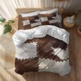 thumbnail image 2 of Cow Cowhide Duvet Cover Set Twin Size Abstract Brown Seam Leather Soft Lightweight Comforter Covers 4 Piece Bedding Set with 1 Duvet Cover 1 Bed Sheet & 2 Pillow Shams, 2 of 8
