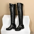 thumbnail image 2 of WEAIXIMIUNG Bottines pour Femmes Plates Bottes à Talons Hauts pour Femmes Automne et Hiver Mode Couleur Unie Rétro Confortables Bout Rond à Lacets Talon Carré, 2 of 8