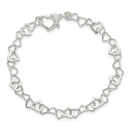 925 Sterling Silver Linked Heart Bracelet Valentine Day Gift for Women 7.5"