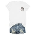 thumbnail image 5 of WeikingpWomen Baseball Shirt Printed T Shirts Women Daily Casual Printed Short Sleeve O Neck T Shirt Tops Tshirts Shirts for Women White L Clearance！, 5 of 6
