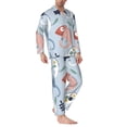 thumbnail image 2 of Gaeub Cute Chameleons On Blue Print Mens Pajama Set, Long Sleeve Pajamas for men,Lightweight Button Up Sleepwear,Lounge Pjs Set with Pockets-X-Large, 2 of 7