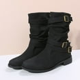 thumbnail image 5 of Women's Mid-Calf Boots Winter Fashion Leather Buckle Comfortable On Footwear for Everyday Wear, 5 of 9