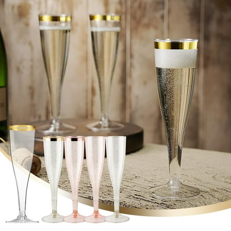 

Tiitstoy 30PC Plastic Champagne Glass 6OZ Clear Plastic Toast- Glass Fancy Disposable Wedding Party Cocktail Glass