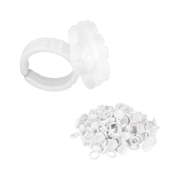 Soportes para pigmentos de pestañas, 100 unidades de anillos de pegamento de flores, tazas de pegamento para extensión de pestañas, soporte para pegamento para pestañas, instalación sin esfuerzo