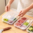 thumbnail image 2 of Pebbuoy Fridge Food Preservation Box Transparent 4/6 Compartments Good Seal Leak-proof Divided Veggie Tray with Lid Reusable Food Storage Container Meat Fruits Snacks Storage Case, 2 of 7