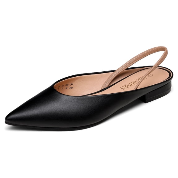 Dream Pairs Women's Fashion Ballet Flats Dressy Pointed Toe Slingback Flats Shoes DFA2111 BLACK/PU Size 9
