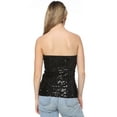 thumbnail image 2 of Womens Shiny Sequin Party Cropped Strapless Bandeau Stretch Tube Top, 2 of 6