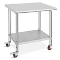 thumbnail image 1 of Table de Travail en Acier Inoxydable, Table de Préparation des Aliments 30x24x35 Pouces avec Roulettes, Poste de Travail Commercial pour Cuisine, Restaurant, Garage, Argent, 1 of 8