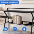 thumbnail image 5 of 39.5 " Modern Computer Desk with Monitor Stand & Storage Shelf, Small Gaming Desk for Home Office，Black, 5 of 9