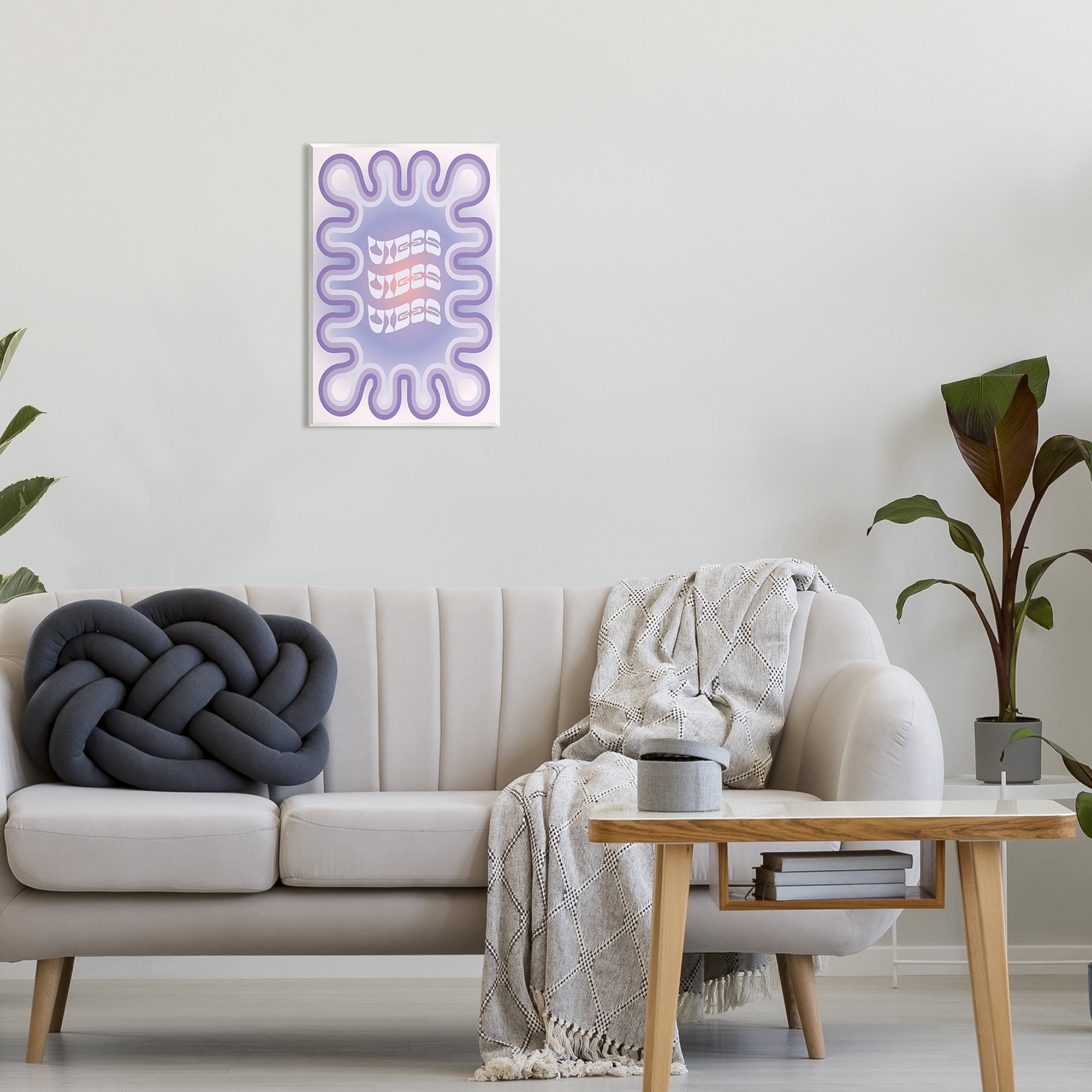 Stupell Industries Vibes Purple Groovy Abstract Inspirational Painting Unframed Art Print Wall Art