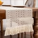 thumbnail image 1 of Nvzi Camino de mesa, camino de mesa bohemio de algodón y lino,camino de mesa de estilo rústico con borlas para bodas,decoración rústica para el hogar y el comedor (beige/malla, 12 x 90), 1 of 5