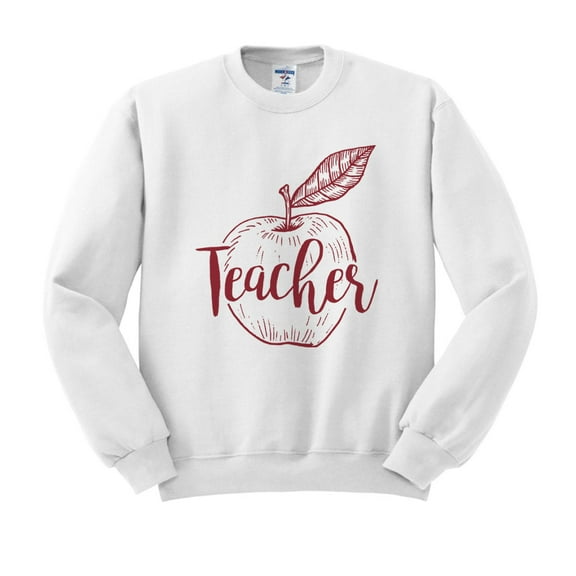 Teacher Apple Sweatshirt Unisex Large White