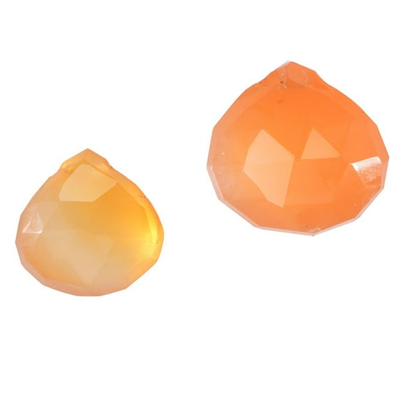 Gemstone Beads, Carnelian, Faceted Heart Briolette 6-10mm, 6 Pieces, Orange