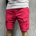 thumbnail image 2 of Lisingtool Cargo Shorts for Men Male Casual Mid Waist Shorts Pant Solid Splice Pocket Drawstring Knee Length Shorts Mens Shorts Red, 2 of 5