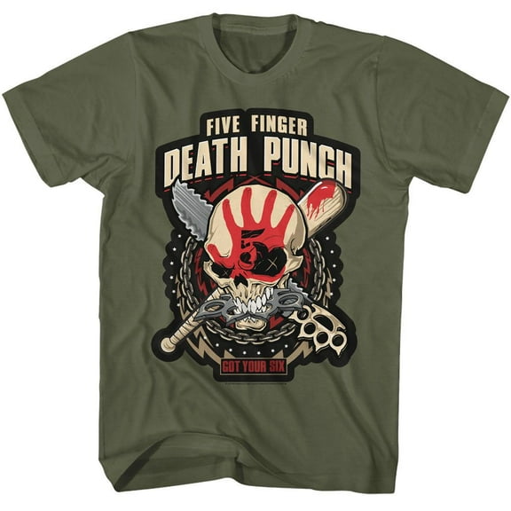 Five Finger Death Punch Got Your Six Men's T Shirt (MilitaryGreen, AdultS)