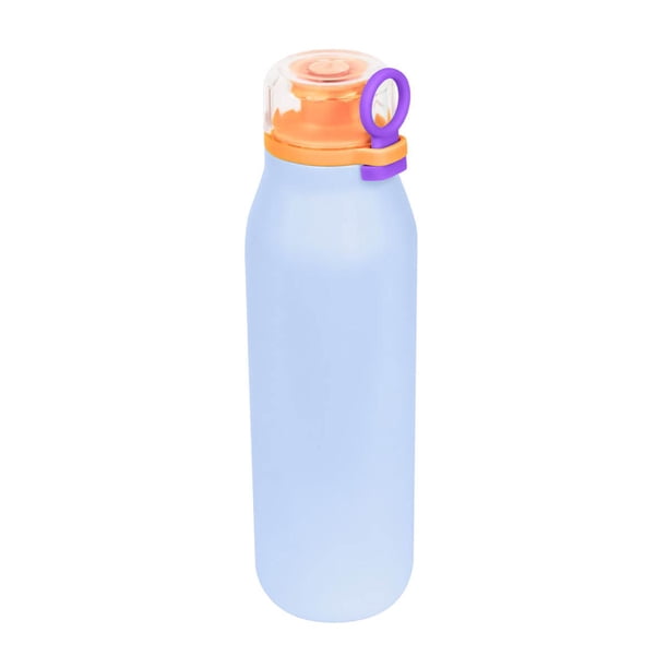 Termo metálico con diseño bicolor moderno, doble pared y asa de silicón azul 7.4 x 25