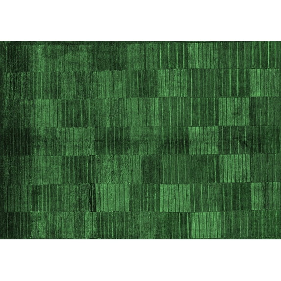 Ahgly Company Indoor Rectangle Checkered Emerald Green Modern Area Rugs, 2' x 5'