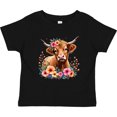 thumbnail image 3 of Inktastic Cute Highland Cow with Roses Floral Scottish Farm Western Boys or Girls Toddler T-Shirt, 3 of 5