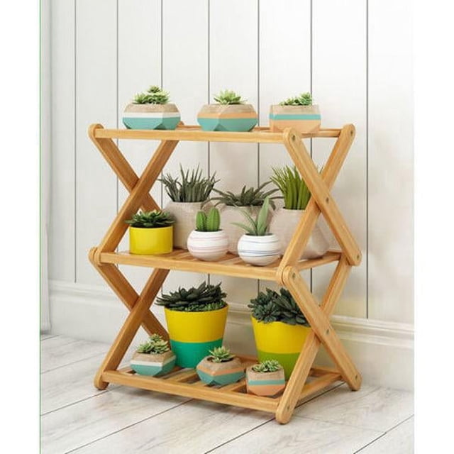 3-Layer Shoe Place, Folding Shoe Place In Bamboo, Suitable for Home, Living Room, Balcony 40 Cm Length