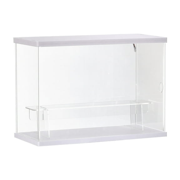 Uxcell Clear Acrylic Display Case with LED Light 1 Tier Dustproof  Boxes for Collectibles White 12.6x4.92x8.86"