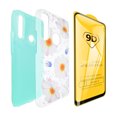 thumbnail image 2 of Funda de diseño doble capa Selicell con vidrio 9D para Motorola Moto G9 plus Margaritas fondo menta, 2 of 2